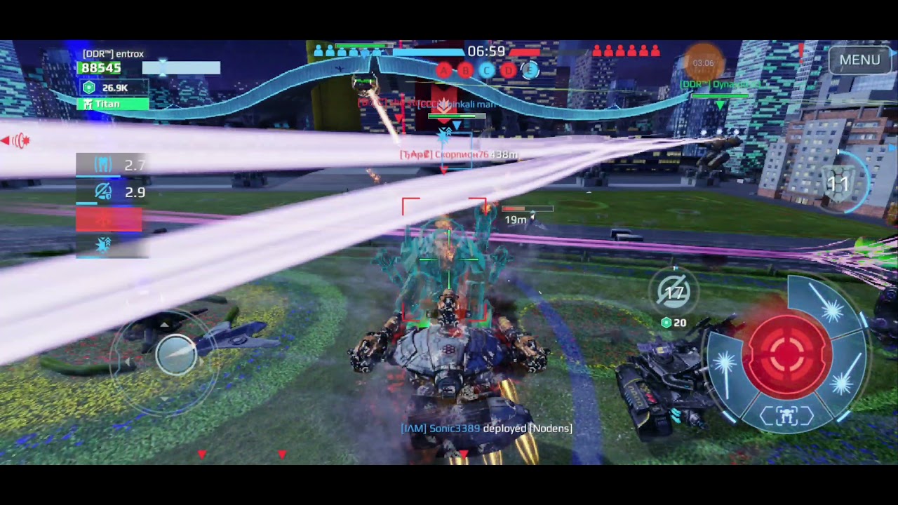 DDR DUO WITH DYNAMO + IAM vs H CLAN + RU,  WAR ROBOTS MK3