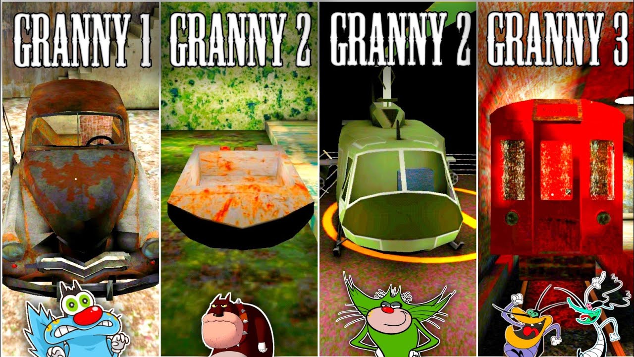 All Granny 1 2 3 Vehicle Escape Vs Gameplay With Oggy and Jack