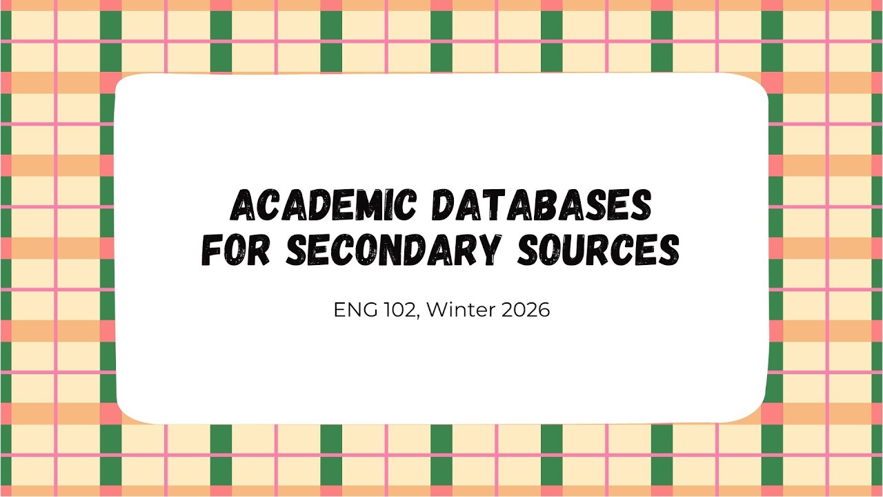 Academic Databases for Secondary Sources
