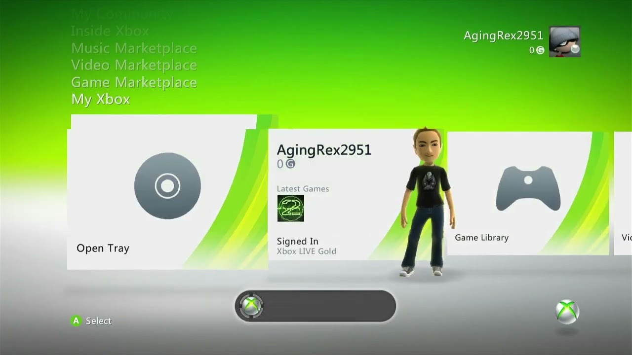Kinect NXE Dash online on xbox 360 in 2025