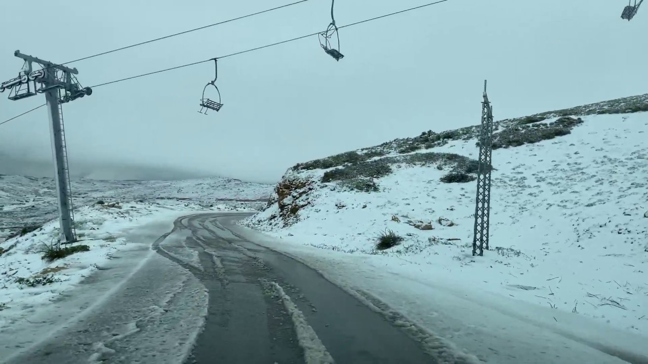 Snowing on May 23rd. Driving on Kfardebian-Baalbeck Road at 2000 meters Altitude