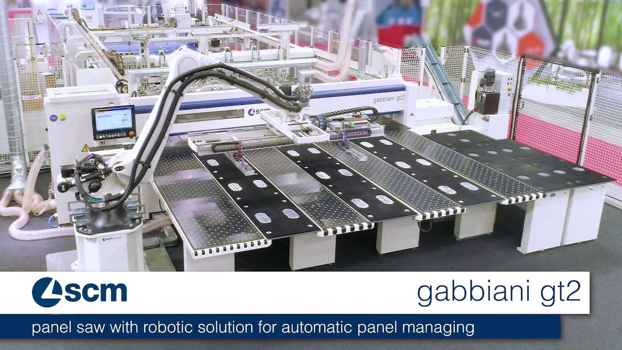 scm gabbiani gt2 - panel saw with robotic solution for automatic panel managing