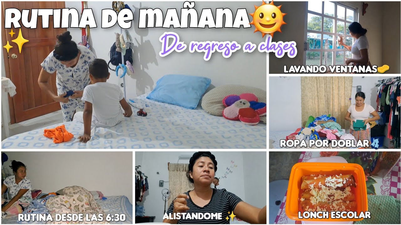 MI RUTINA🌞DESDE LAS 6:30 am⏰️| LONCH🥪+ DOBLANDO ROPA👕+LAVANDO VENTANAS🪟🧽
