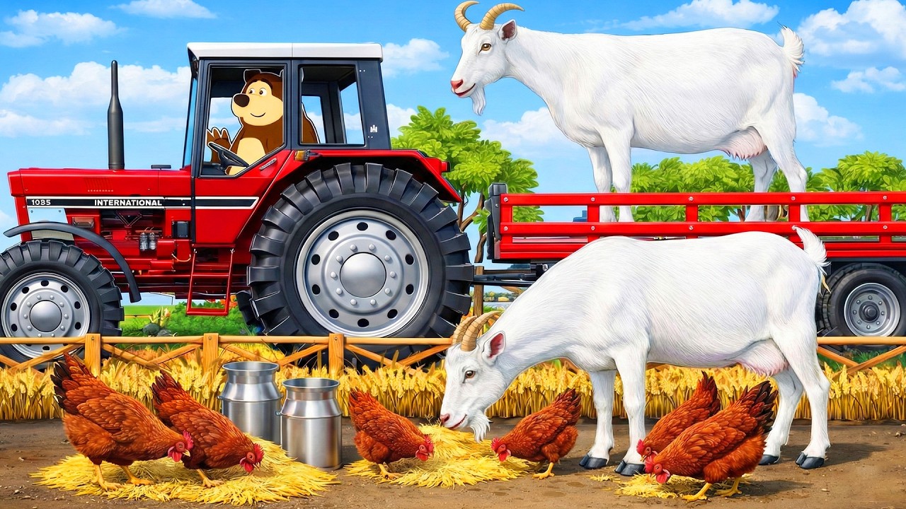 Farm Work Day: Harvesting Straw & Feeding Goats & Chickens 🐐🐔🌾| Real Farm Animation