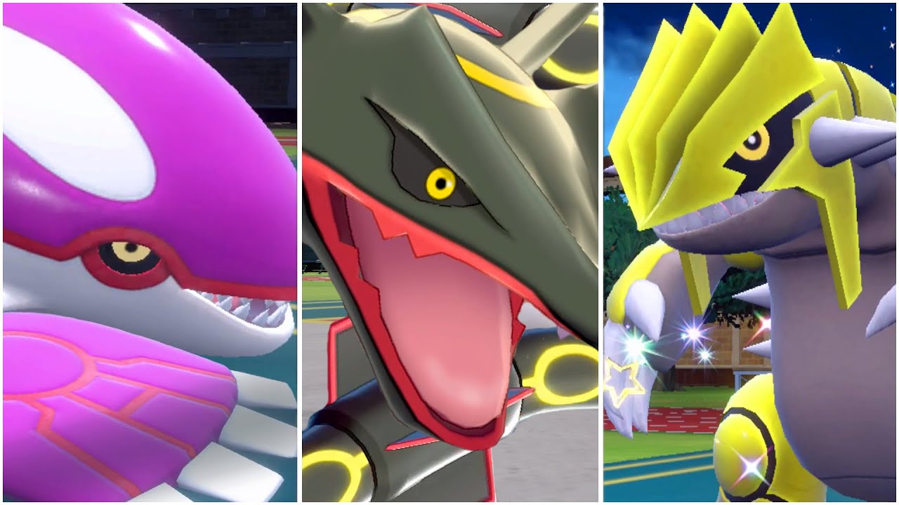 ПОЛНАЯ КОМАНДА SHINY GROUDON, KYOGRE, RAYQUAZA! Легендарный набор приёмов покемонов 3-го поколени...