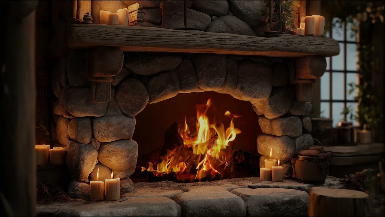 Cozy Fireplace Night Ambience with Soft Crackling Fire Sounds for Deep Relaxation