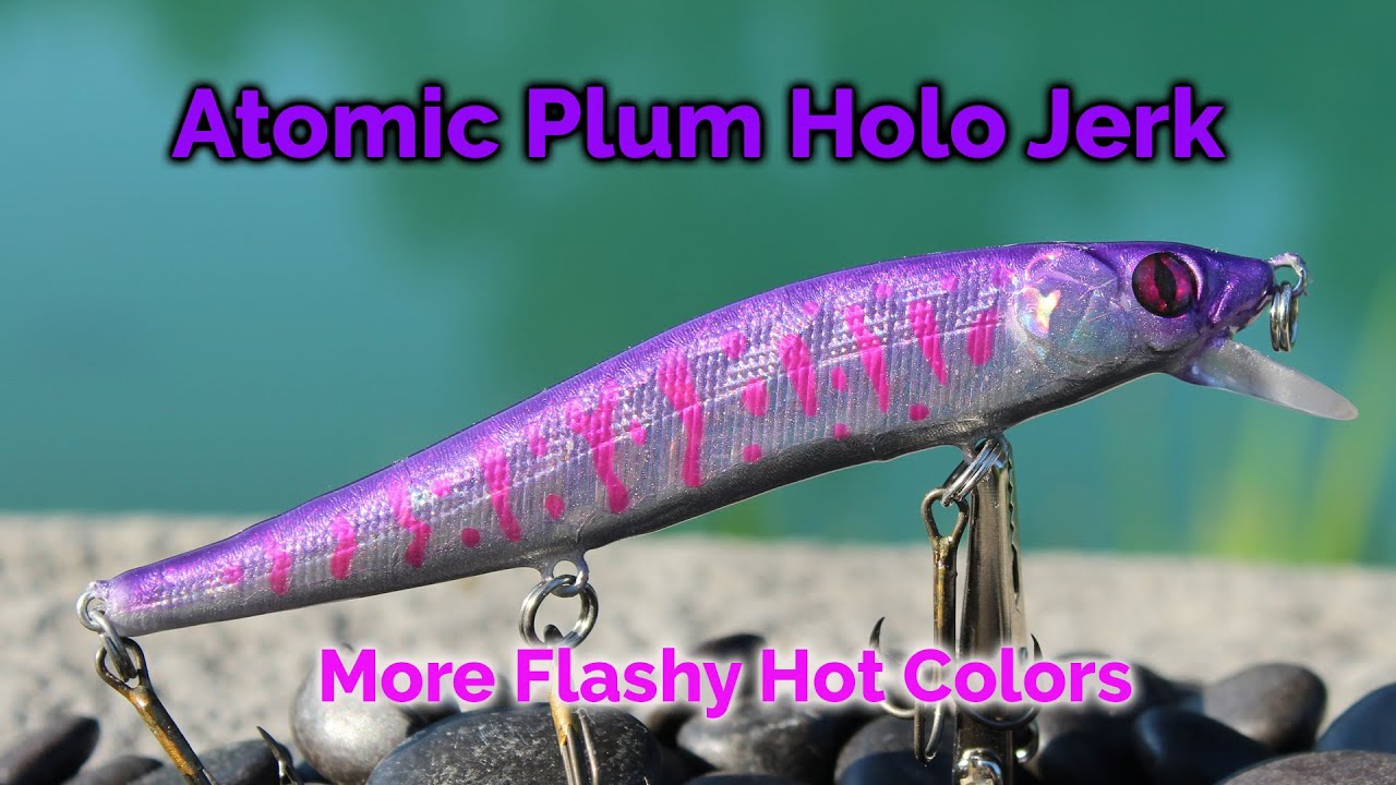 Atomic Plum Holo Jerk bait - Custom Painting Flashy Holographic Lures - Custom Stencil Crank bait