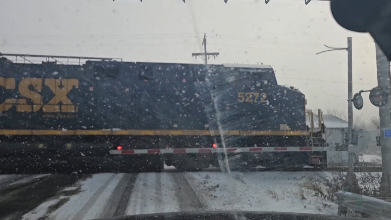 Southbound CSX Long Intermodal With THREE Locomotives Up Front. Through  Dirty Windshield.  1/19/26.