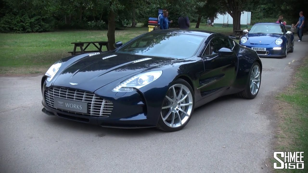 Dark Blue Aston Martin One-77 - Startup and Driving