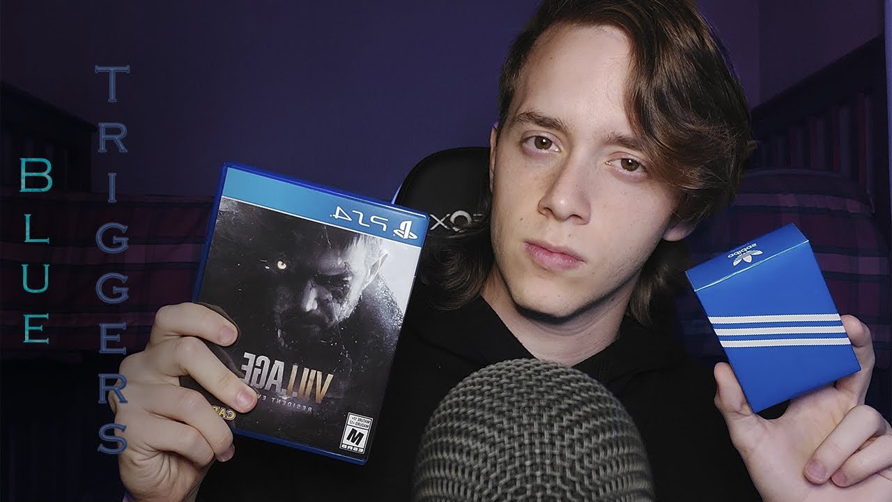 ASMR Fast and Aggressive Blue Triggers 🔵 (fast tapping w/some whispering)
