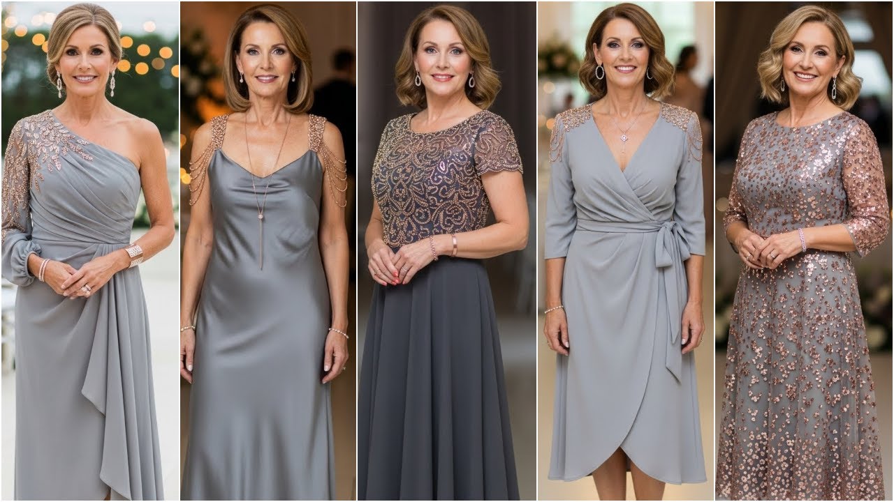 Chic Gray and Rose Gold Mother of the Bride Dresses: Most Popular 2026 Designer Fashion Picks