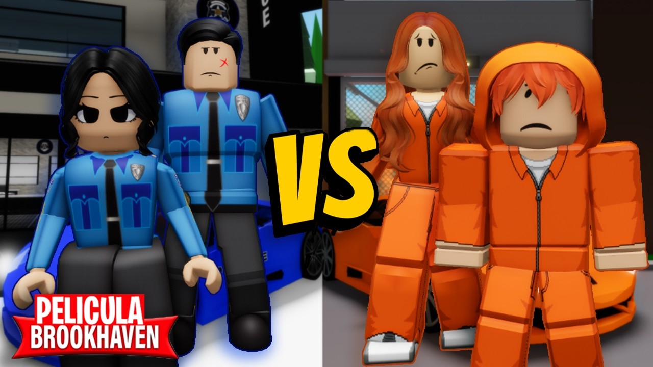 POLICIAS VS LADRONES 🩵🧡 BROOKHAVEN MINI PELICULA 🏡