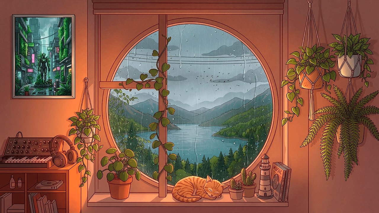 4 hour Lofi Relax Autumn Rain - Lofi Jazz Hip Hop | Beats for Study & Relax