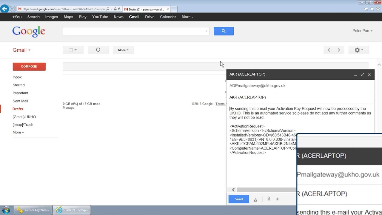 Requesting an Activation key with email in ADMIRALTY Digital Publications (ADP)