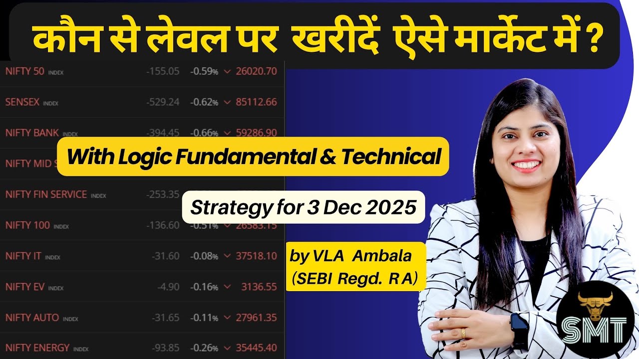 3rd Dec Trading Strategy by Sebi Registered Research Analyst | VLA Ambala | Correction in 2nd Dec
