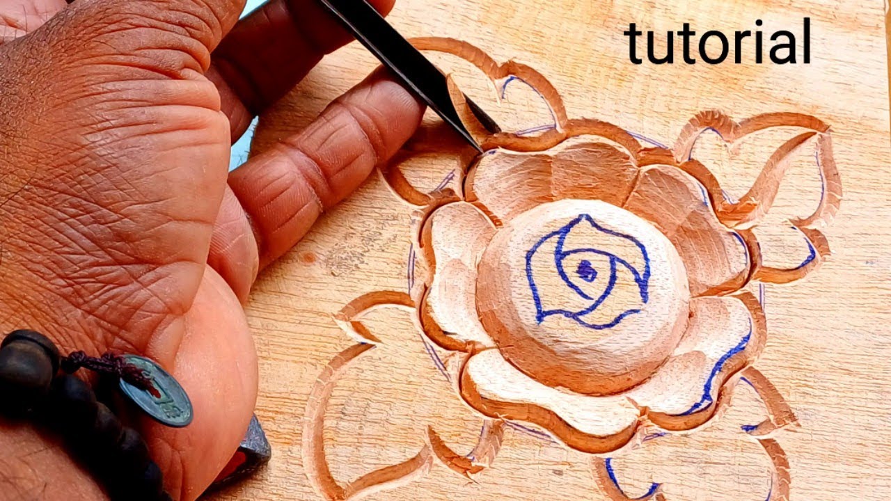 How to wood carving Rose flower