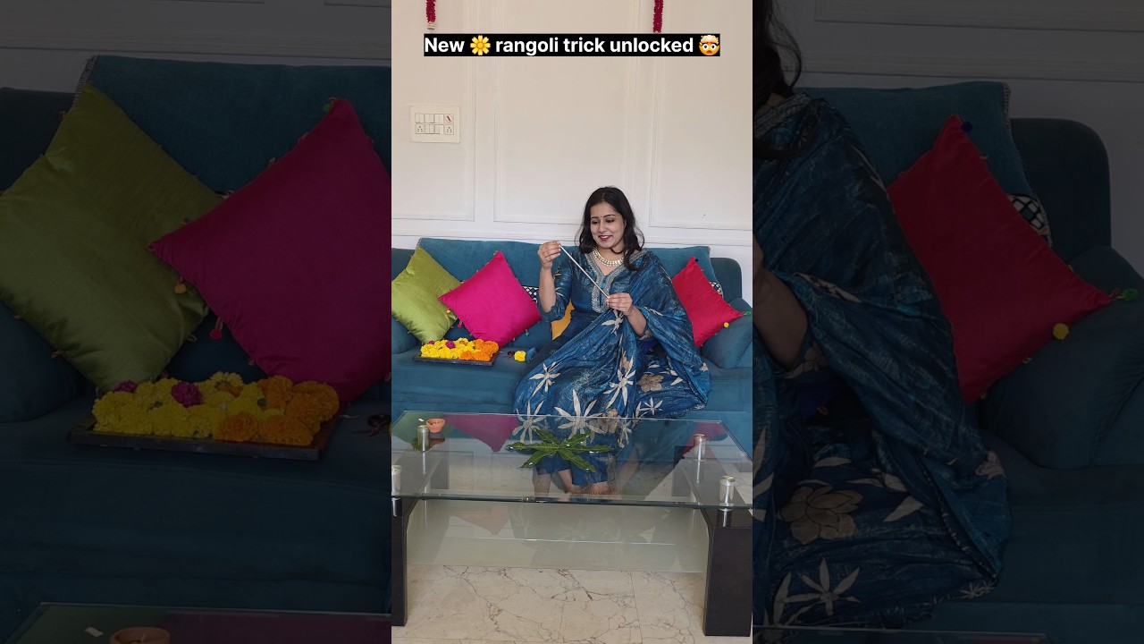 "Best trick to make quick flower rangoli." 😲🤪🤯 
