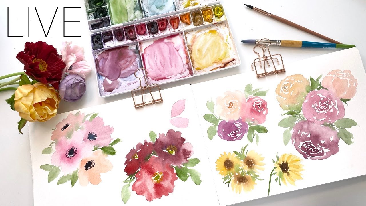 How To Paint Different Flower Perspectives LIVE!