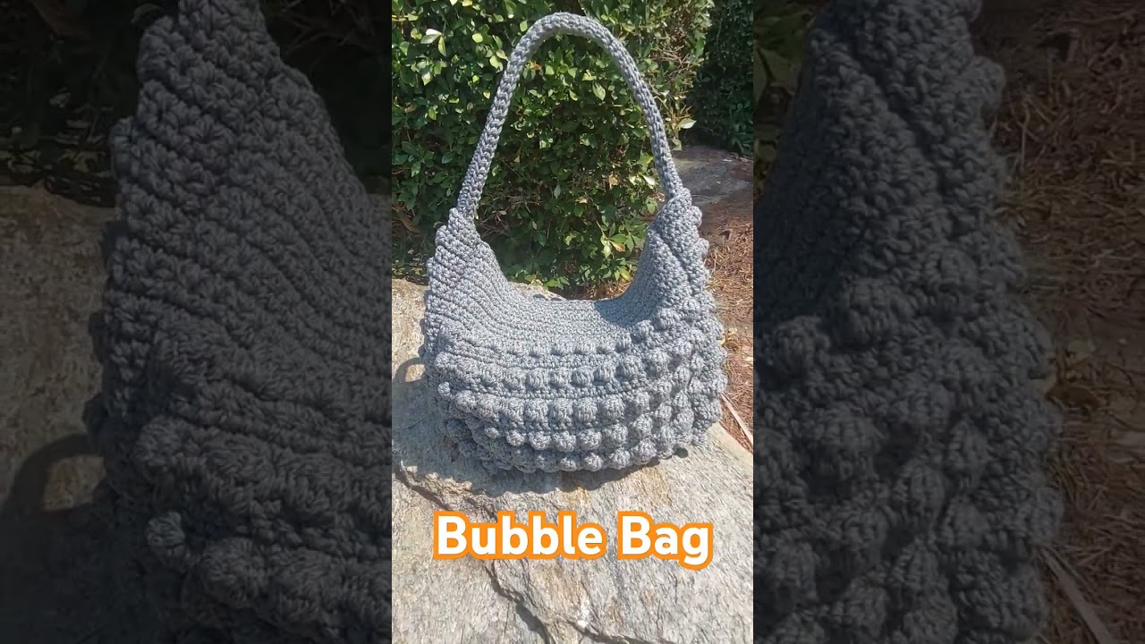 Bubble Bag in Grey  #crochet #crochetbag #bubblebag