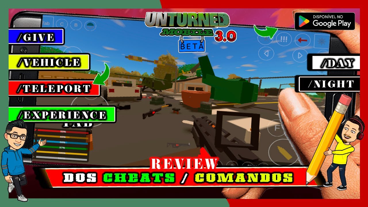 os COMANDOS/CHEATS como USAR em 2023 !!  [Beta Teste] | Unturned Mobile 3.0
