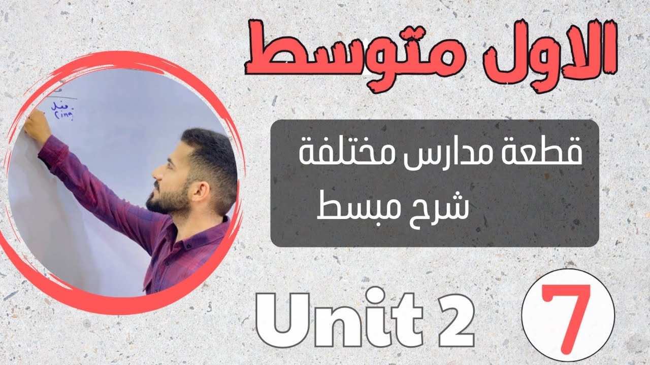 انكليزي اول متوسط 2024 /قطعه مدارس مختلفة /شرح مبسط /اليونت الثاني /محاضرة 7