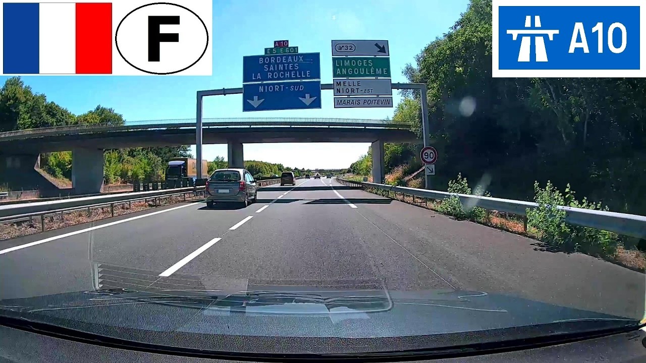 France: Autoroute A10 - Niort-Nord (Autoroute A83) à Sortie 33 (RN248 - Niort-Sud)
