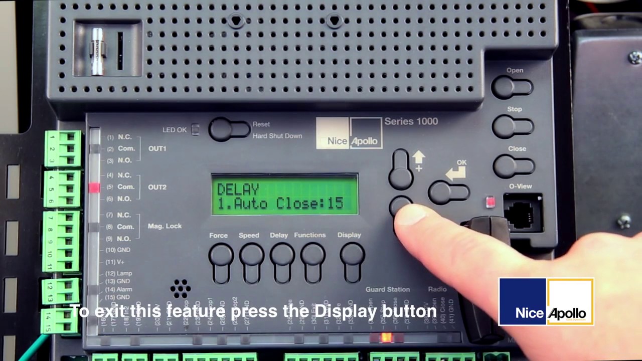 How to Adjust the Nice 1050 Control Board's Timer to Close Feature