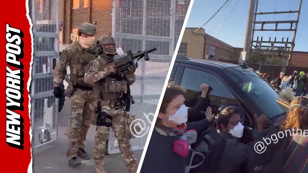 Протестующие попытались, но не смогли заблокировать внедорожник на территории ICE в Чикаго