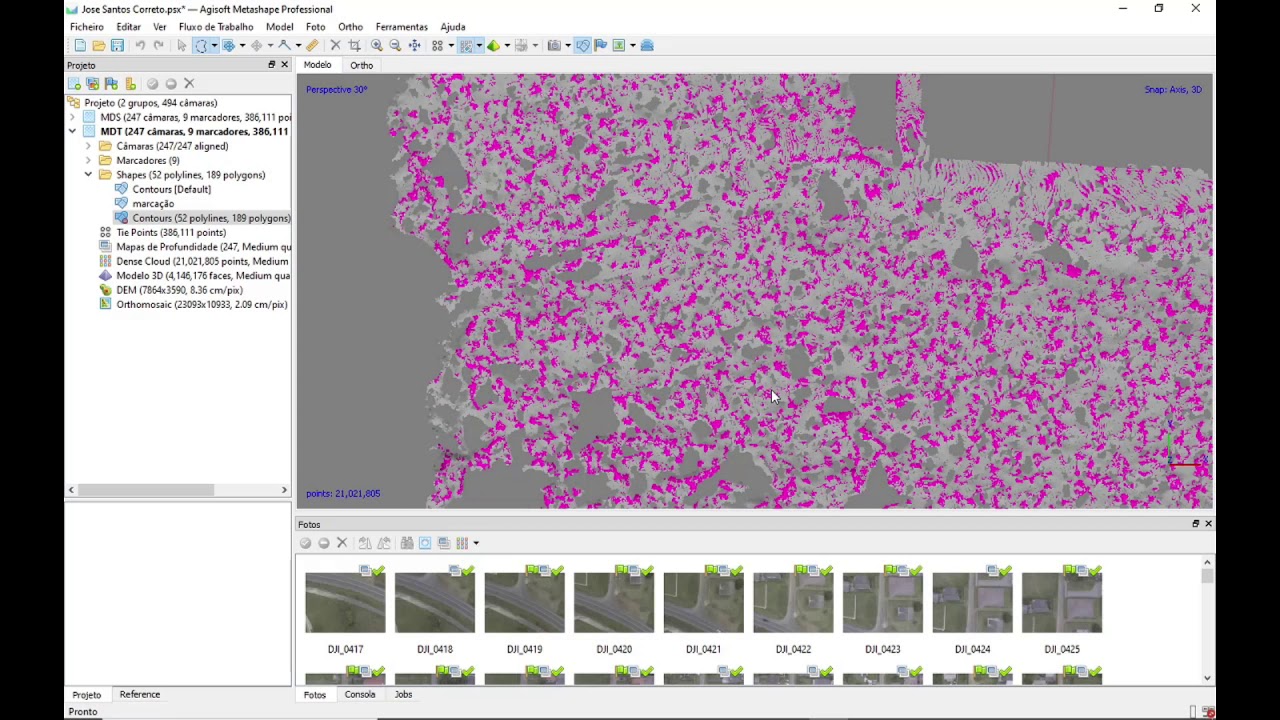 Classificação de dense cloud Agisoft