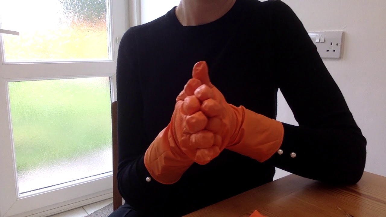 #gloves #Rubbergloves #ASMR Mummy Unboxes Latex Free Orange Rubber Household Gloves