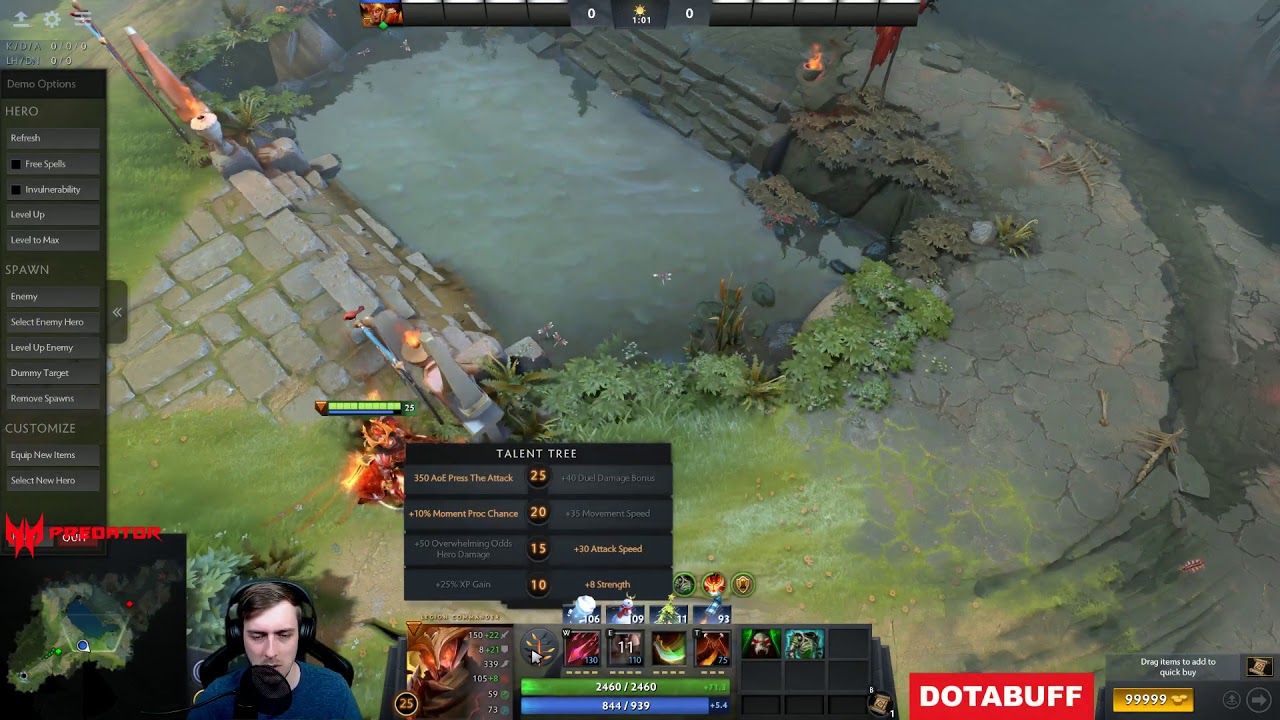 Purge Show Double Tap to self cast turns hero around