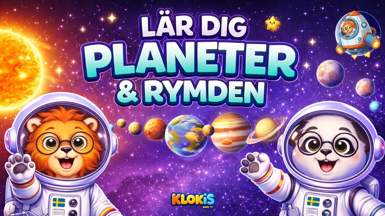 Lär dig planeter & rymden 🌎🚀 | För barn | På svenska | Klokis Barn TV