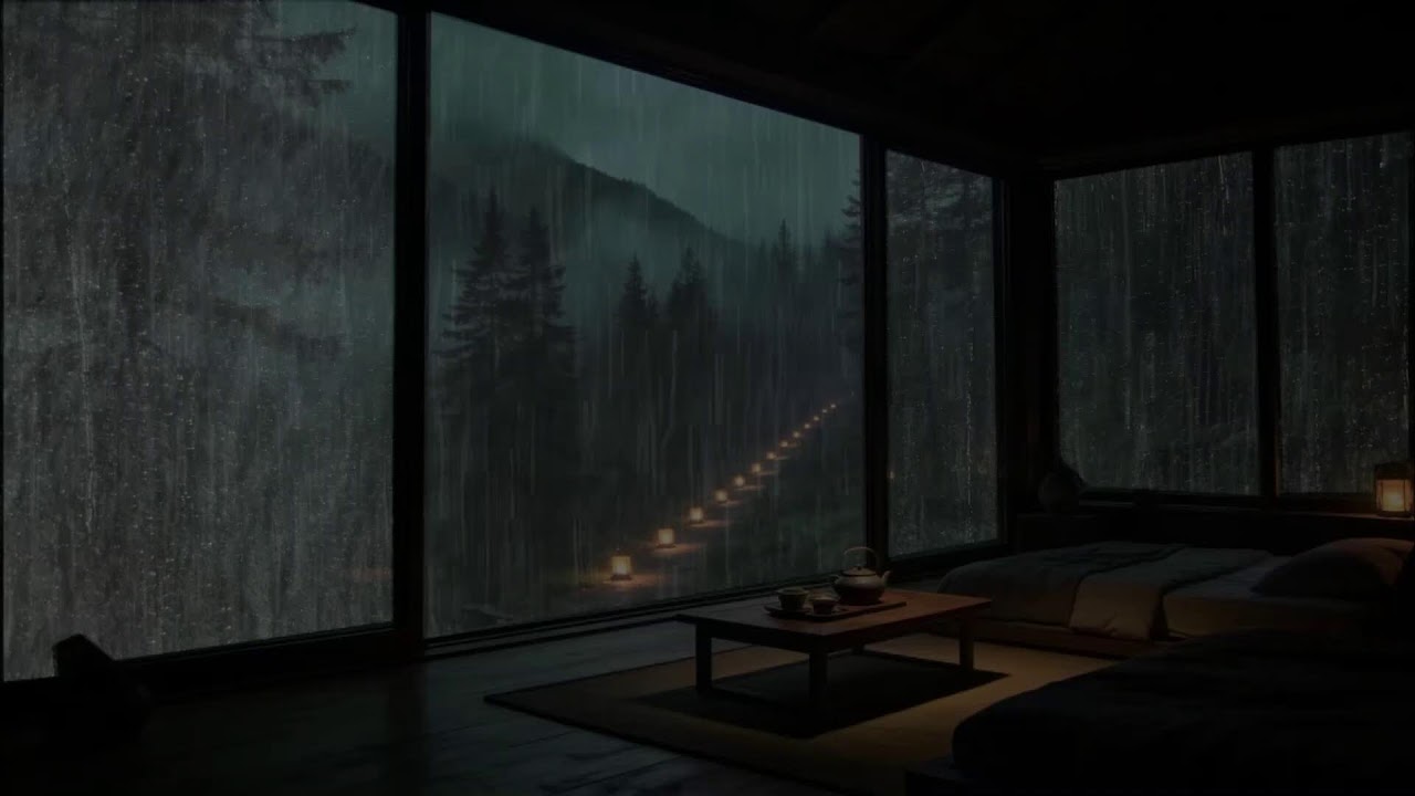 Rain Sounds in Forest for Sleeping 🌧 Deep Mountain Rain & Thunder at a Quiet Cabin