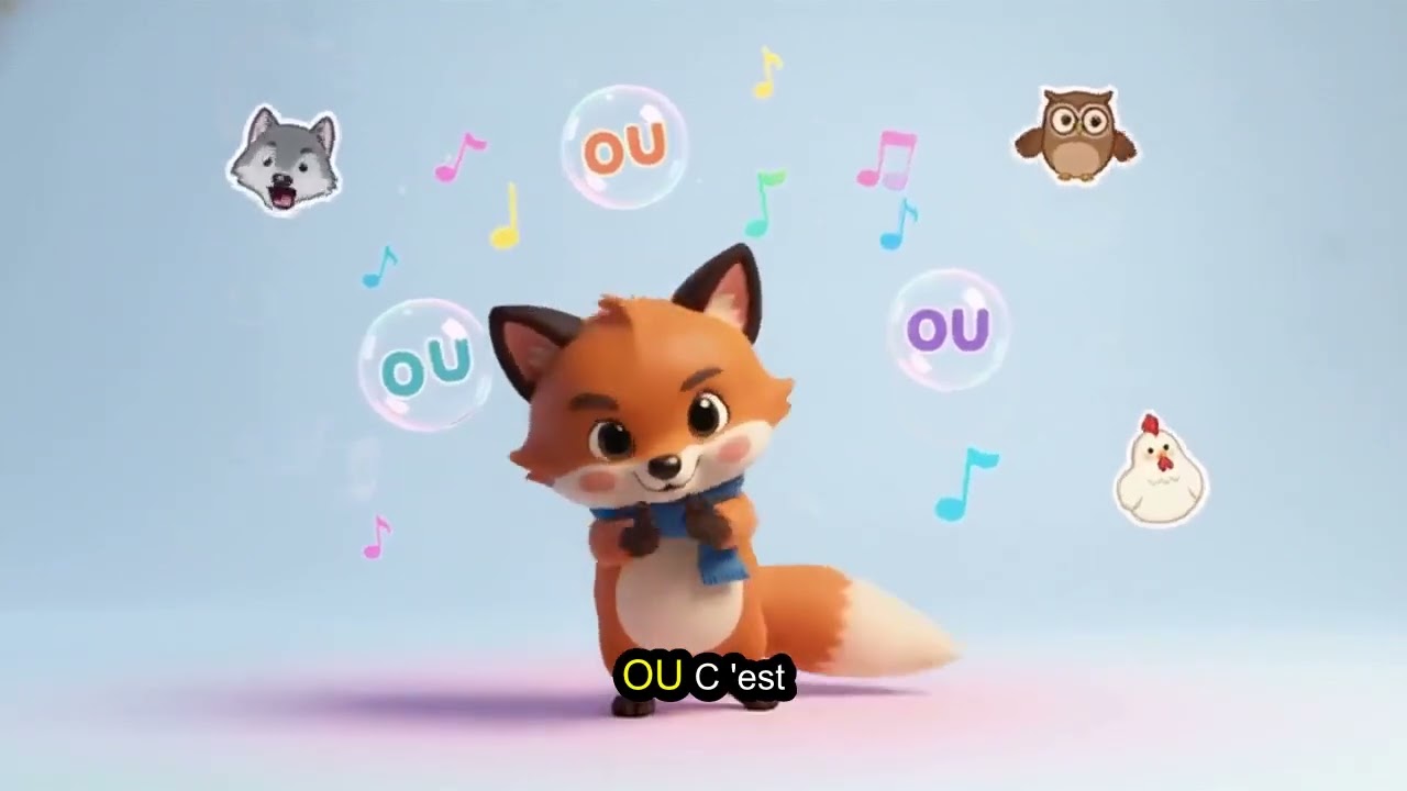 La syllabe OU magique 🎶 - Comptine à gestes pour enfants - Les pitous 🦊🐱🦉