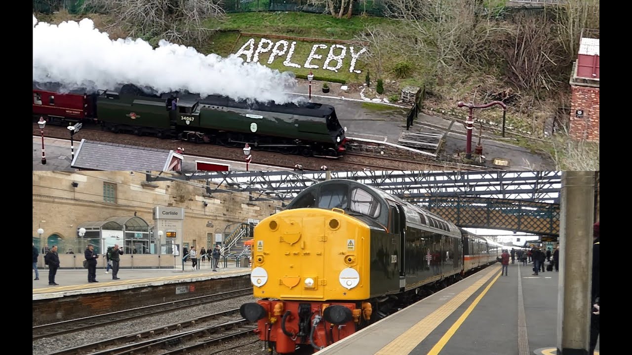D213 Andania and 34067 Tangmere at Carlisle and Appleby 24 02 24