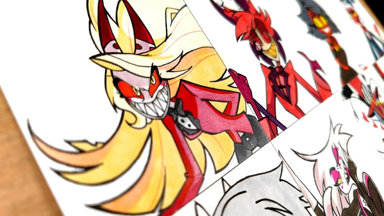 Drawing Hazbin Hotel Characters/ Charlie Morningstar / Angel Dust / Alastor And More