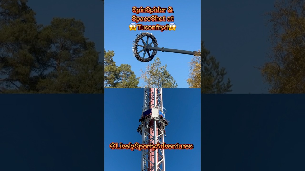 SpinSpider vs SpaceShot | World Class attraction at Tusenfryd Amusement park 