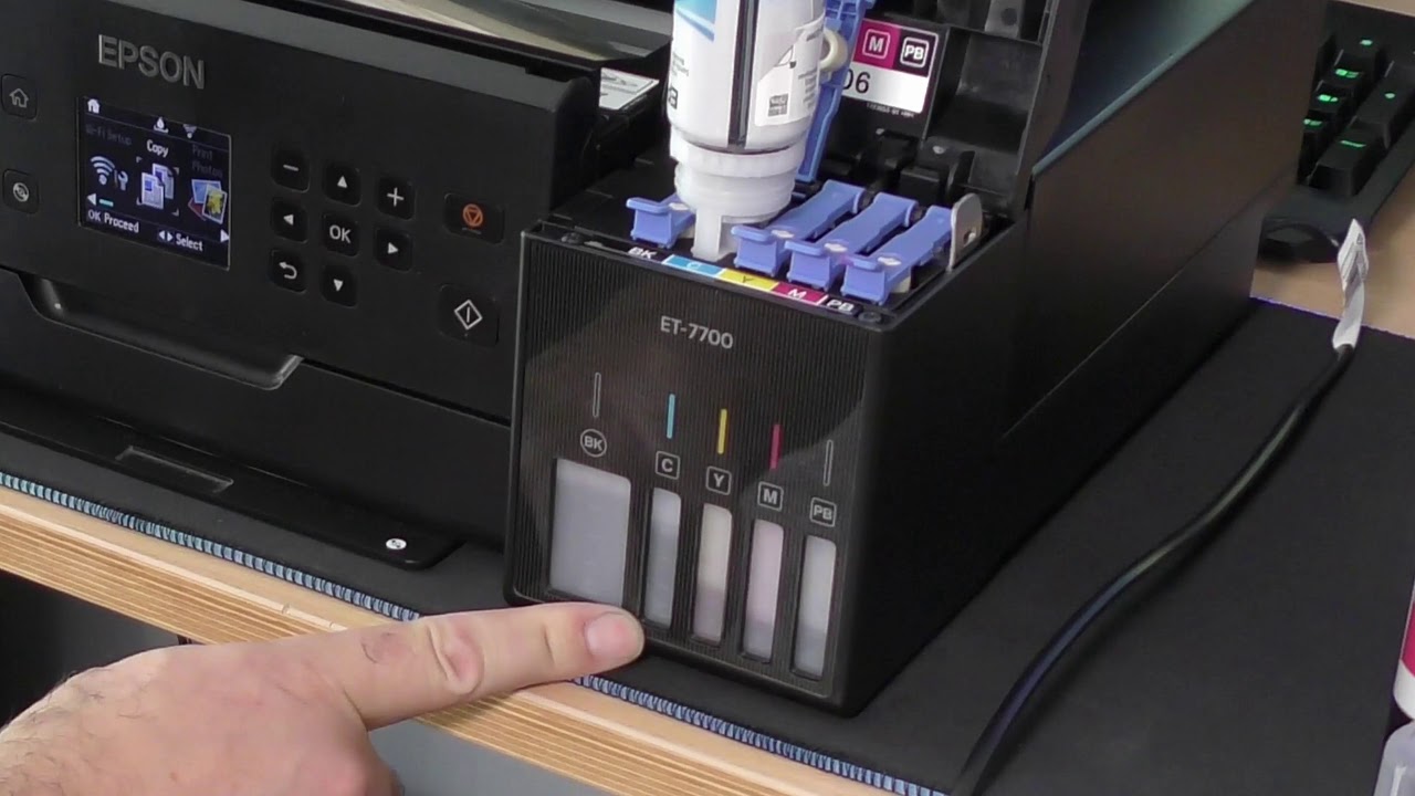 Epson EcoTank ET 7700 Cleaning /Refilling the ink tanks and Printing onto fabric