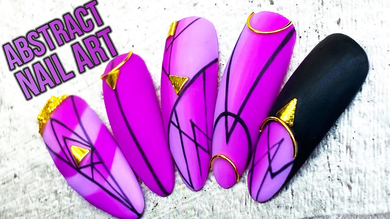Purple Ombre Design with Abstract Line Art