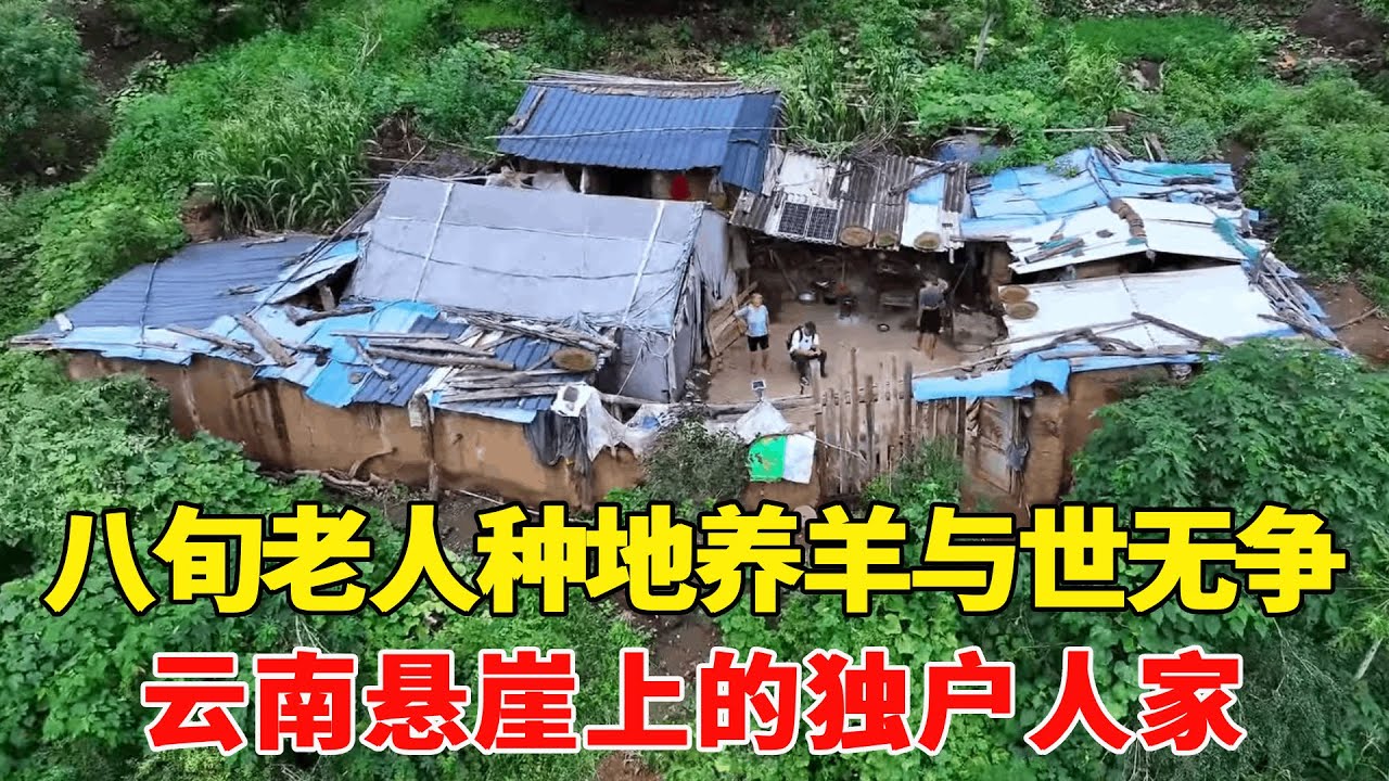 探访云南悬崖上的独户人家，两位八旬老人居住崖上，种地养羊与世无争!【乡村阿泰】