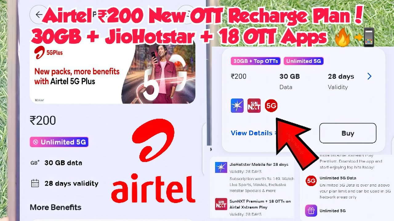 𝗔𝗶𝗿𝘁𝗲𝗹 ₹𝟮𝟬𝟬 𝗡𝗲𝘄 𝗢𝗧𝗧 𝗥𝗲𝗰𝗵𝗮𝗿𝗴𝗲 𝗣𝗹𝗮𝗻! 𝟯𝟬𝗚𝗕 + 𝗝𝗶𝗼𝗛𝗼𝘁𝘀𝘁𝗮𝗿 + 𝟭𝟴 𝗢𝗧𝗧 𝗔𝗽𝗽𝘀 🔥📲