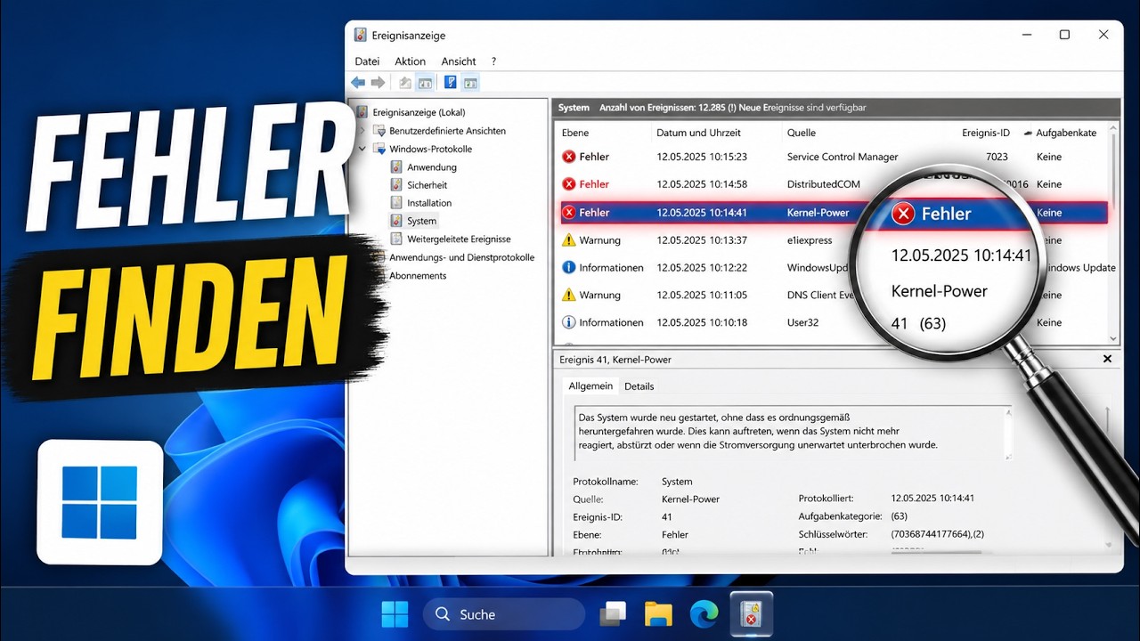 Windows Fehler finden mit der Ereignisanzeige &ndash; Schritt-f&uuml;r-Schritt Anleitung