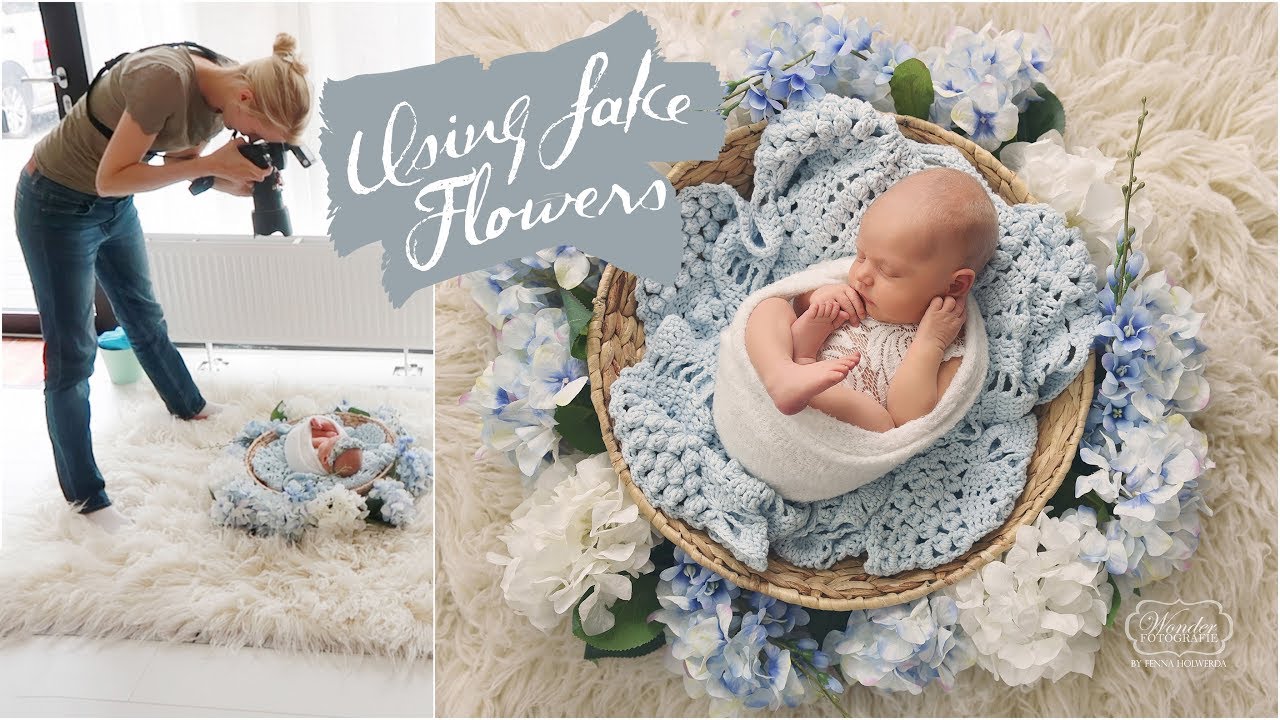 Using fake FLOWERS during NEWBORN photoshoots -  BABY photography tutorial bts