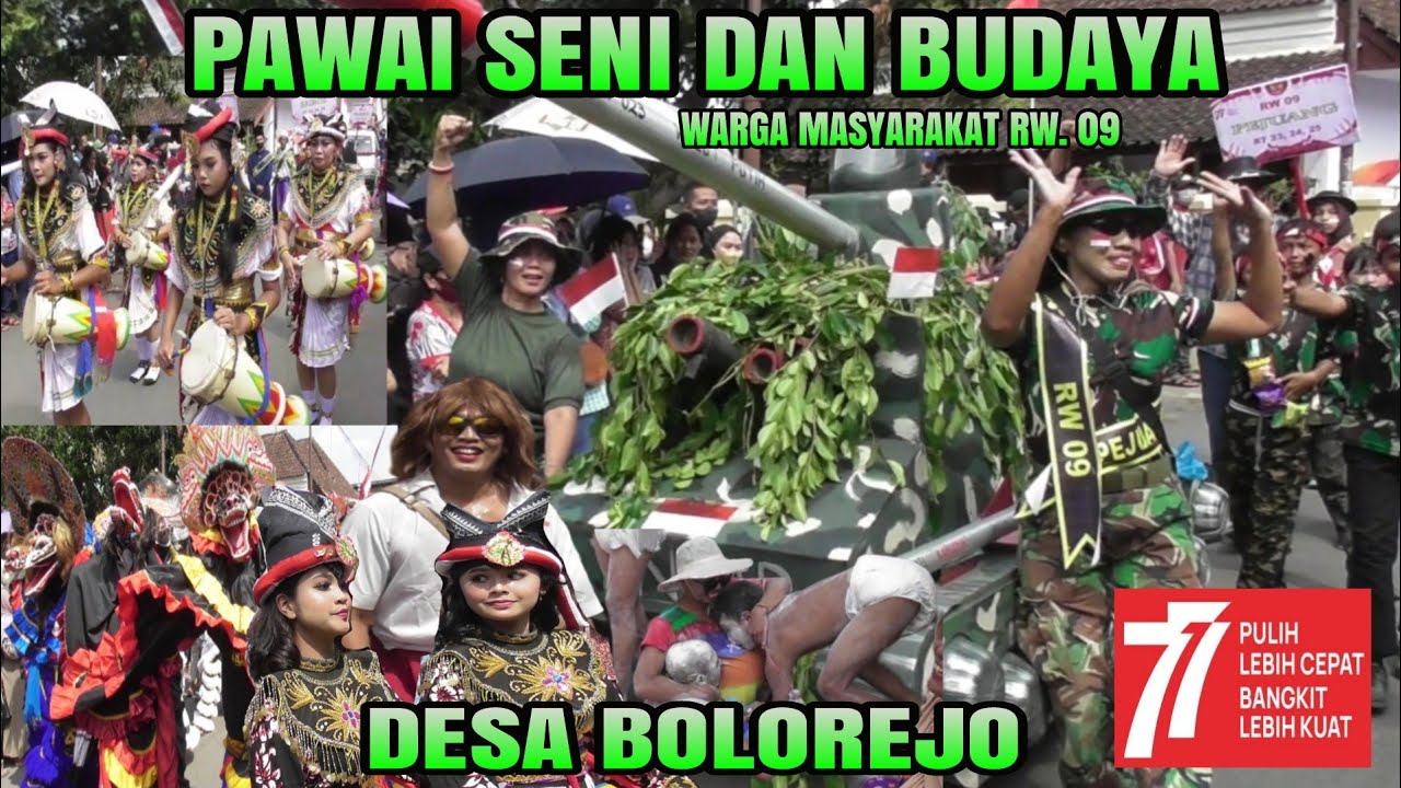 Semangat‼️ Warga Masyarakat RW. 09 Bolorejo Pawai Seni & Budaya HUT RI Ke-77 di Desa Bolorejo Bag. 2