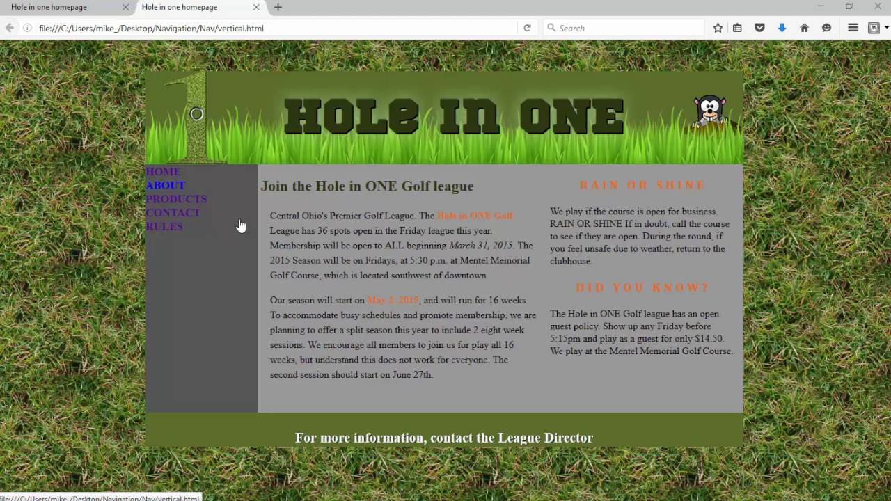 Adding a Vertical Navigation Bar