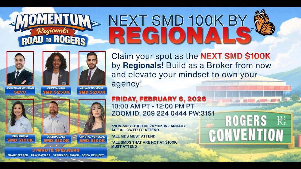 Next SMD $100K by Regionals May 1 & 2, 2026 Philadelphia Convention.