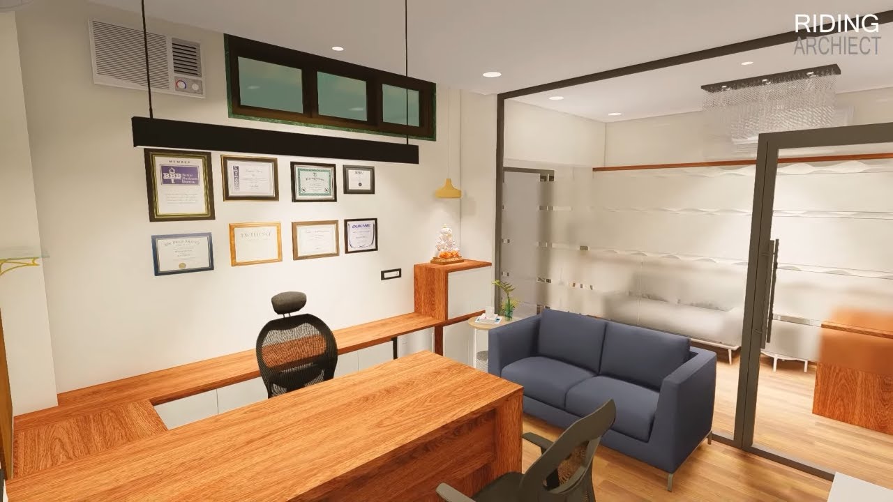 800 sqft Commercial Interior design of an office in Mumbai Corporate office Sketchup & lumion design