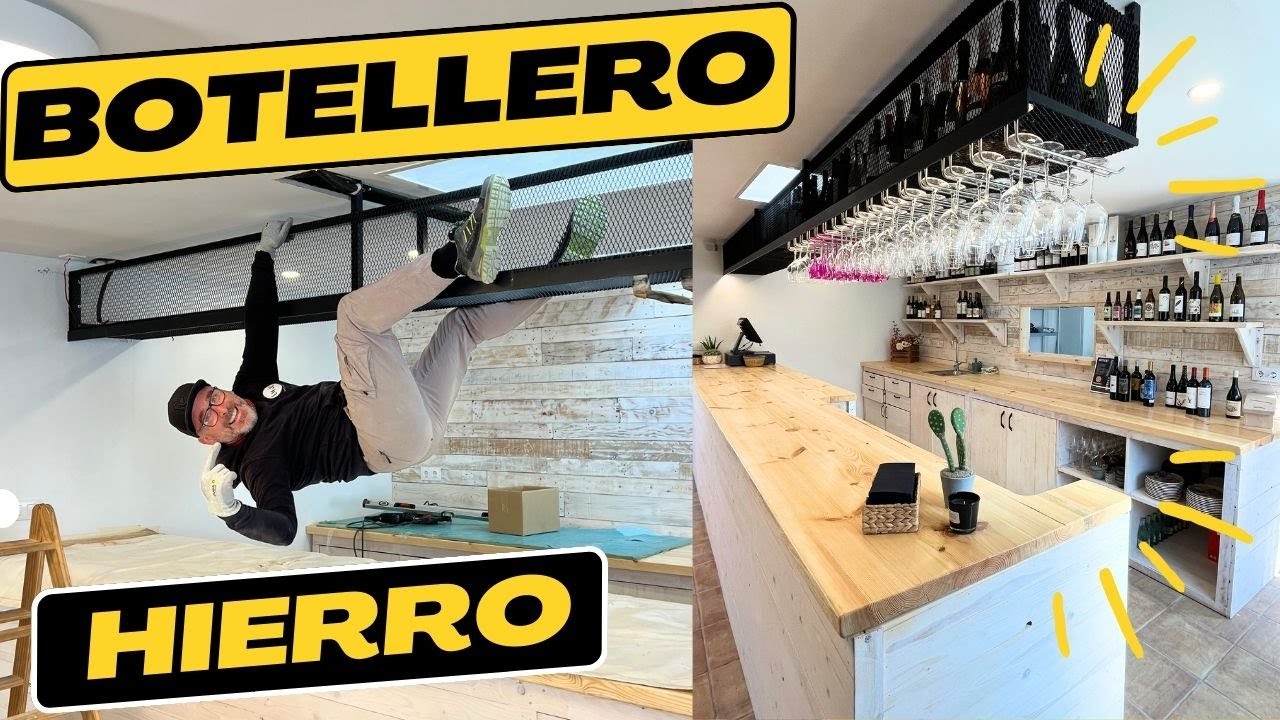 BOTELLERO y COPERO de Hierro para restaurante. Fabricamos y montamos un botellero de 5 metros.
