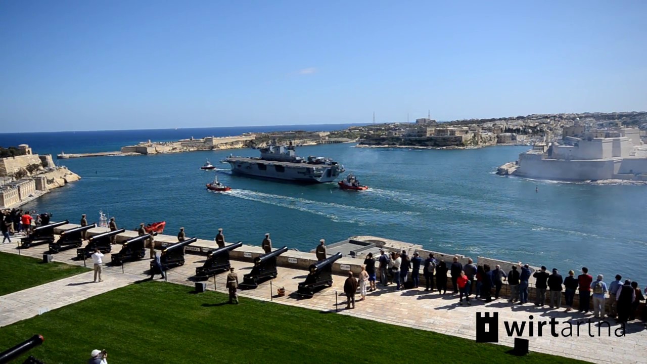 HMS Ocean Farewell Full-Gun Salute, Saluting Battery - Malta