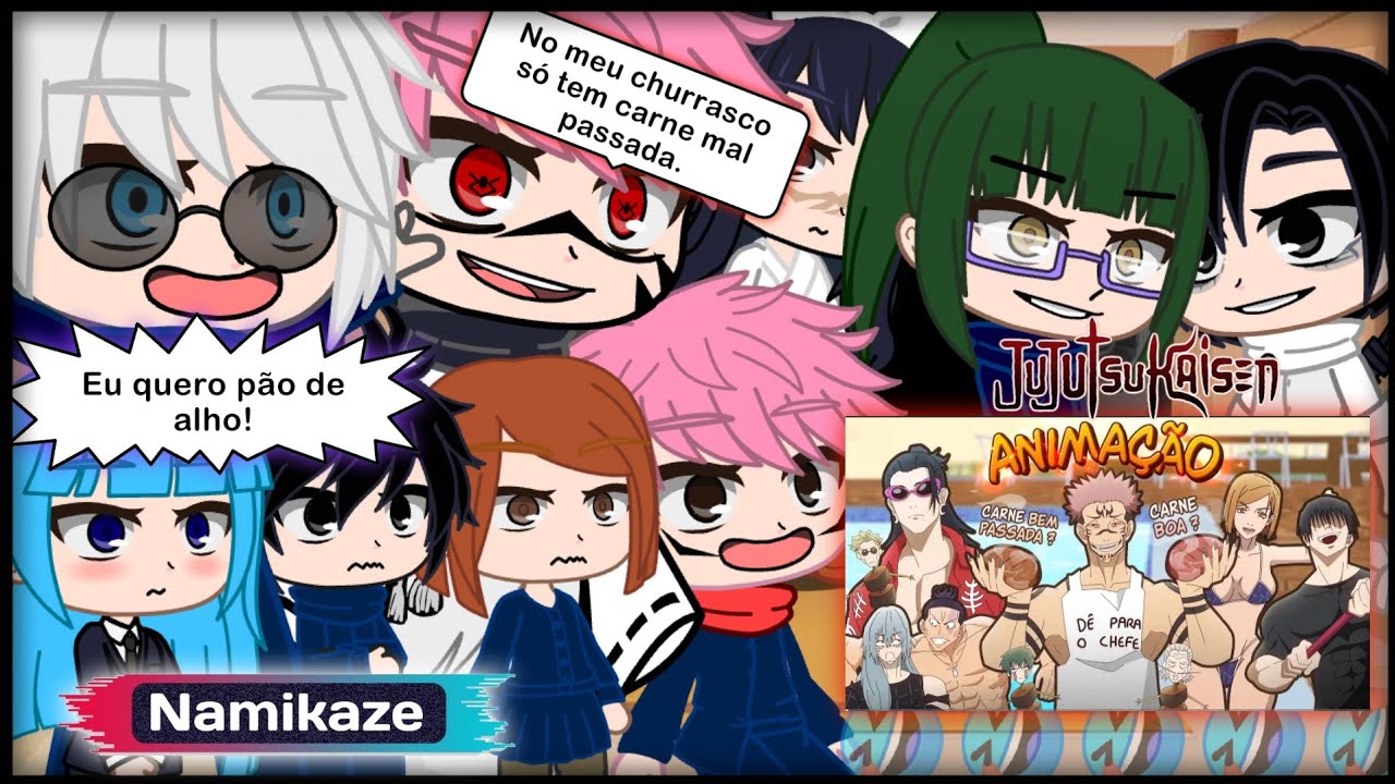 Jujutsu Kaisen react CHURRASCO DE DOMINGO DO SUKUNA - Voice makers {Gacha REACT}